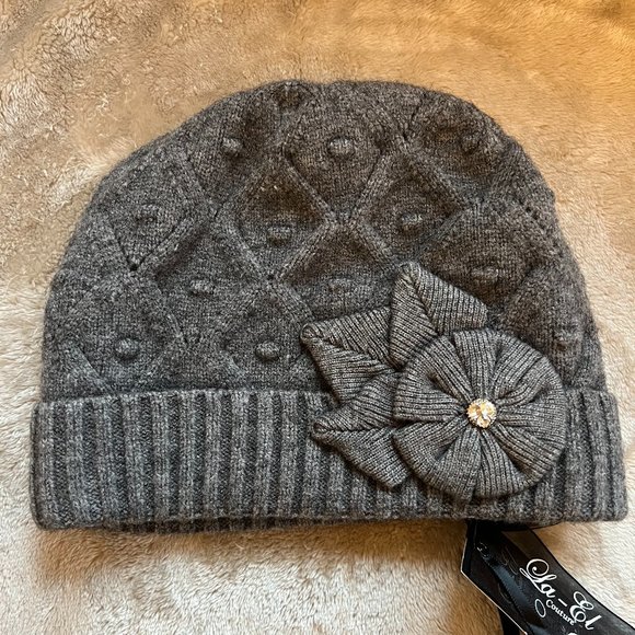 LA-EL Women's Wool Warm Winter Beanie Hat In Gray NWT - Picture 4 of 8